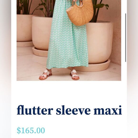 Cabana Life Deep V Flutter Sleeve Maxi Dress Metallic Floral Sea Foam M NWT - Picture 9 of 11